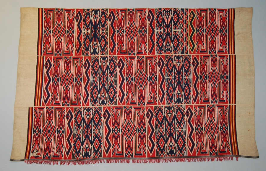 Aso Olona prestige cloth from Ijebu, Yorubaland — narrow-strip woven textile with complex supplementary-weft patterns