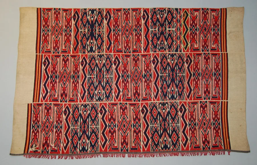 Aso Olona prestige cloth from Ijebu, Yorubaland — narrow-strip woven textile with complex supplementary-weft patterns