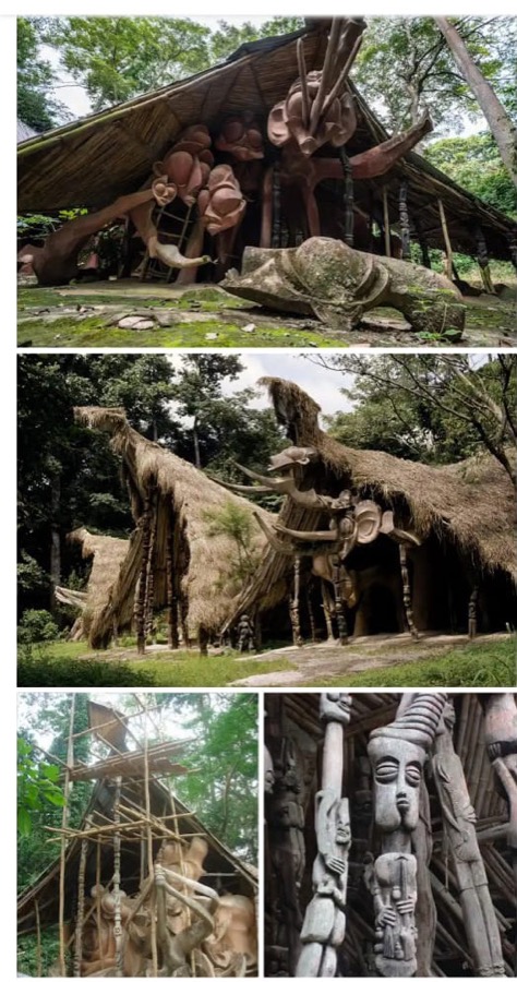 Carved wooden panel or figure by Lamidi Fakeye, showing the synthesis of traditional Ekiti carving with contemporary themes