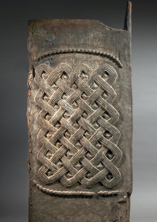 Benin brass altar bell with interlace patterns, 18th century